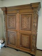 Kast houtsnijwerk, Huis en Inrichting, Kasten | Dressoirs, Ophalen, Klassiek, Eikenhout, 200 cm of meer