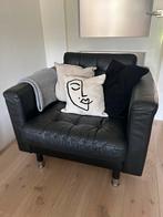 Leren Landskrona Fauteuil Zwart, Ophalen, Zo goed als nieuw, 75 tot 100 cm, Leer