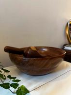 Teakhouten schaal met schep vintage, Antiek en Kunst, Ophalen of Verzenden
