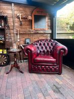 Dikke chesterfield clubfauteuil, 100 tot 125 cm, Chesterfield, Leer, Ophalen of Verzenden