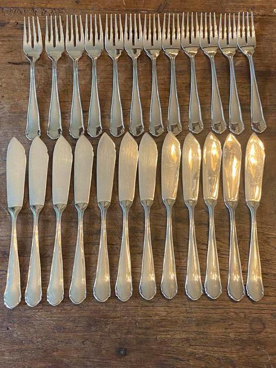 Villeroy & Boch 12p 120gr. verzilverd visbestek zgan, Antiek en Kunst, Antiek | Bestek, Ophalen of Verzenden