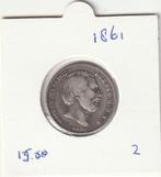 Nederland 1861 halve gulden Willem 3, ½ gulden, Koning Willem III, Zilver, Ophalen of Verzenden