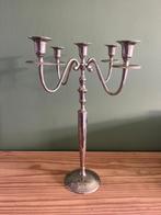 Chique zilverkleurige 5-armige kandelaar, Ophalen, Overige kleuren, 25 tot 50 cm, Zo goed als nieuw
