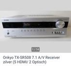 Onkyo TX-SR508 7.1 Receiver - Zilver, Audio, Tv en Foto, Versterkers en Receivers, Ophalen of Verzenden, Zo goed als nieuw, 120 watt of meer