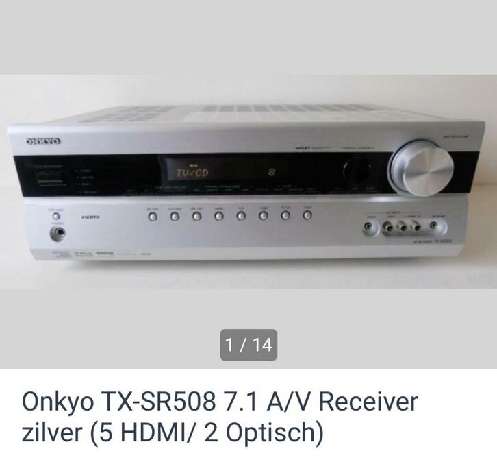 Onkyo TX-SR508 7.1 Receiver - Zilver, Audio, Tv en Foto, Versterkers en Receivers, Zo goed als nieuw, 7.1, 120 watt of meer, Onkyo