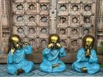Horen zien zwijgen boeddha monnik set blauw, Verburgt Vintage, Nieuw, Ophalen of Verzenden, https://verburgtvintage.nl/#contact
