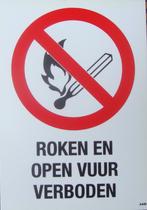 roken en open vuur verboden - bord 20x14 cm - € 1,50 op=op !, Nieuw, Reclamebord, Ophalen of Verzenden