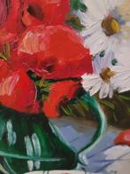 Vintage olieverf schilderij veldboeket gesigneerd, Antiek en Kunst, Curiosa en Brocante, Ophalen of Verzenden