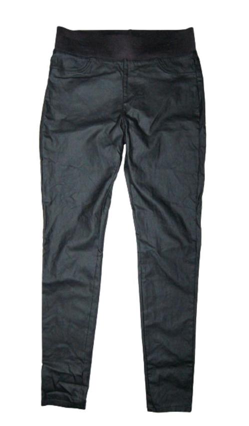 NIEUWE FREEQUENT waxed stretch broek, pants, zwart, Mt. XL, Kleding | Dames, Broeken en Pantalons, Nieuw, Maat 46/48 (XL) of groter