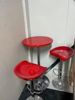 Vintage barset, statafel, barkruk, american diner, rood, Kunststof, Gebruikt, In hoogte verstelbaar, 60 tot 90 cm