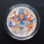 Australië 2 ounce zilver lunar dragon color (2024), Postzegels en Munten, Edelmetalen en Baren, Zilver, Verzenden