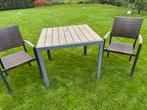 Tuintafel 90x90 - Twee stoelen, Gebruikt, Eettafel, Tuinset, Ophalen