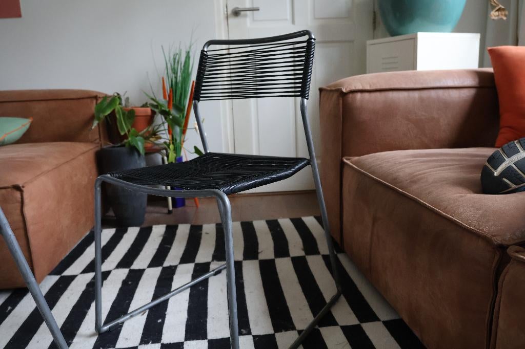 2x Vintage IKEA Melker ‘spaghetti’ stoelen (jaren 90), Ophalen, Gebruikt, Twee, Zwart