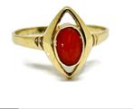 8 Karaat gouden koraal ring, Sieraden, Tassen en Uiterlijk, Ringen, Gebruikt, Ophalen of Verzenden, Met edelsteen, Dame
