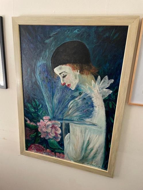Olieverfschilderij Pierrot met Vlinder Alison Korthals Altes, Huis en Inrichting, Woonaccessoires | Schilderijen, Tekeningen en Foto's