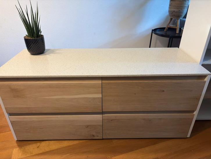 Houten dressoir met lades, Huis en Inrichting, Kasten | Dressoirs, Zo goed als nieuw, 100 tot 150 cm, 25 tot 50 cm, Met lade(s)