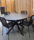 Zwarte Tuintafel rond 120cm, Ophalen, 4 zitplaatsen, Kunststof, Eettafel