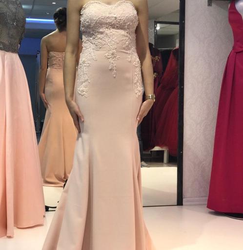Beige avondjurk/abiye maat 34-36, Kleding | Dames, Gelegenheidskleding, Zo goed als nieuw, Galajurk, Maat 34 (XS) of kleiner, Beige
