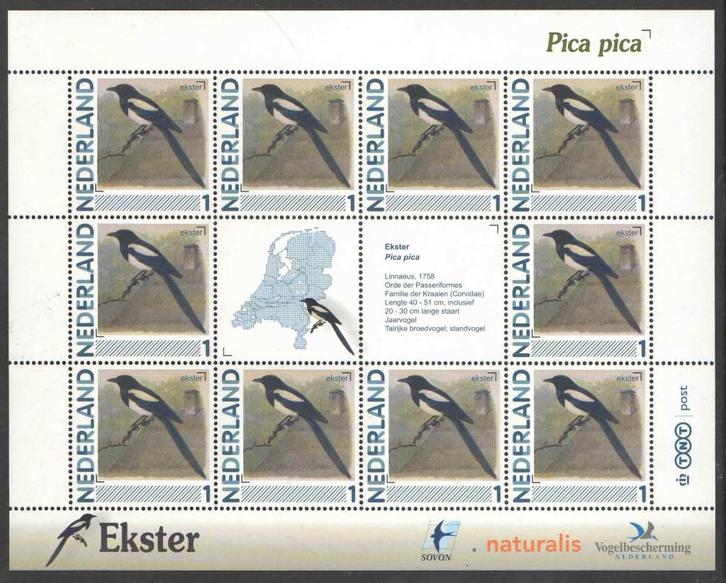 Postzegels Vogels in Nederland: Ekster, Postzegels en Munten, Postzegels | Nederland, Postfris, Na 1940, Ophalen of Verzenden