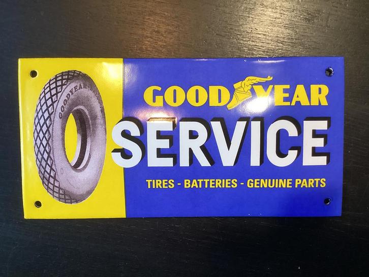 Emaille GOOD YEAR SERVICE recame schild, Verzamelen, Merken en Reclamevoorwerpen, Zo goed als nieuw, Reclamebord, Ophalen of Verzenden