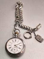Horloge zilver met ketting en aanhangsels, Ophalen of Verzenden, Zilver, Overige merken, Met ketting