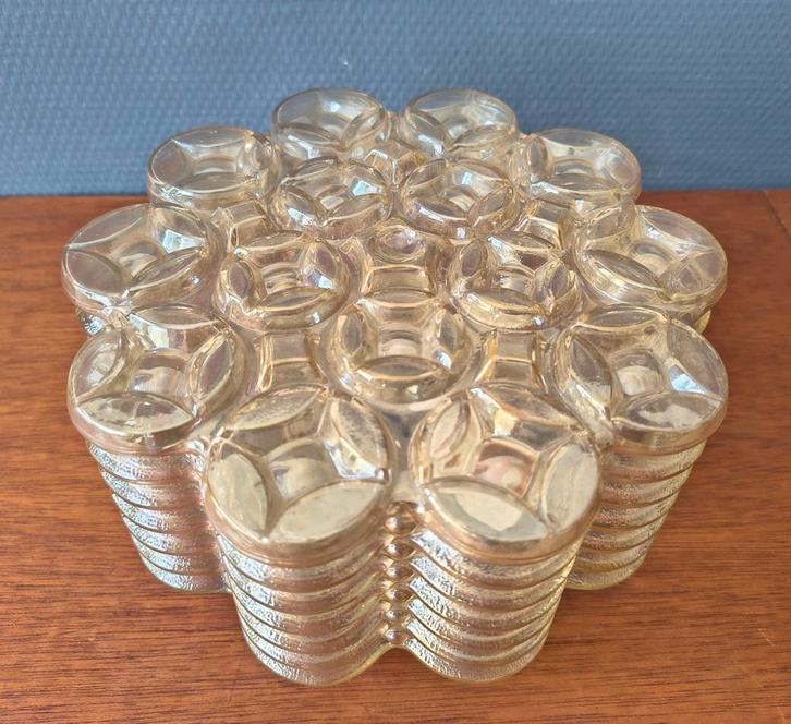 Vintage plafondlamp jaren 70 Brutalistisch design, Huis en Inrichting, Lampen | Plafondlampen, Gebruikt, Glas, Metaal, Ophalen of Verzenden