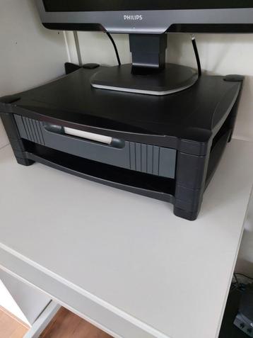 Te koop: Monitorstandaard / monitorverhoger met opberglade beschikbaar voor biedingen