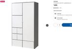 IKEA VISTHUS RAKKE ODDA Kledingkast, grijs/wit, 122x59x216 c, Ophalen of Verzenden