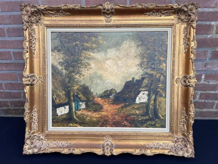 Antiek schilderij, landschap in een mooie baroklijst, Antiek en Kunst, Kunst | Schilderijen | Klassiek, Ophalen