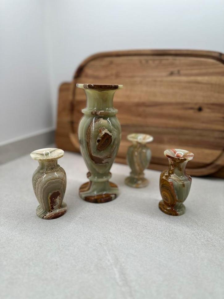 Set onyx vaasjes – handgemaakt, natuursteen – los of als set, Huis en Inrichting, Woonaccessoires | Vazen, Zo goed als nieuw, Ophalen of Verzenden