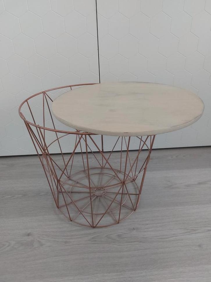 Draadmand / bijzettafel / opbergmand, Huis en Inrichting, Tafels | Bijzettafels, Gebruikt, Rond, Minder dan 45 cm, Minder dan 55 cm