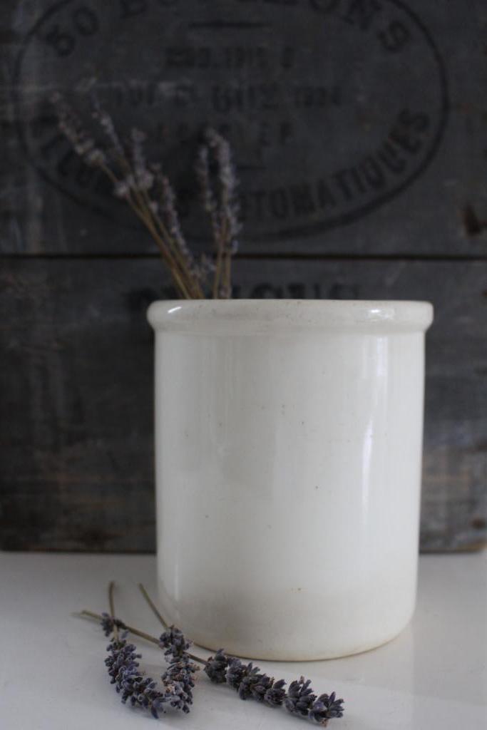 Oude brocante zalfpot off white 1Ltr. *Pronck & Praal*, Antiek en Kunst, Curiosa en Brocante, Ophalen of Verzenden