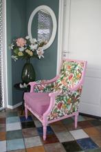 fautuil tropical pink, Huis en Inrichting, Fauteuils, Minder dan 75 cm, Zo goed als nieuw, Hout, 50 tot 75 cm