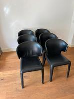 6x Cassina HOLA stoelen - Zwart Leer, Huis en Inrichting, Stoelen, Ophalen, Gebruikt, Zwart, Leer
