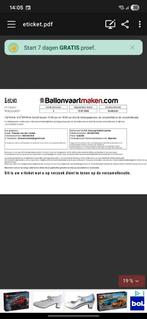 Ballonvaart voor 2 personen., Ophalen of Verzenden