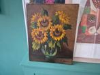 Prachtig olieverfschilderij zonnebloemen, Antiek en Kunst, Ophalen