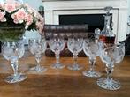 6 kristallen wijnglazen met een decor van rozen, Antiek en Kunst, Antiek | Glas en Kristal, Ophalen of Verzenden