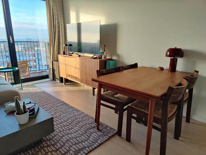 Vintage Deense uitschuifbare eettafel + 4 Stoelen (Jaren 60), Huis en Inrichting, Tafels | Eettafels, Zo goed als nieuw, 50 tot 100 cm