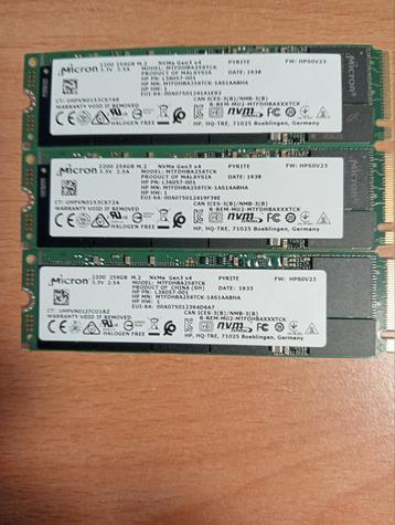 3x 256GB M.2 SSD - Micron beschikbaar voor biedingen