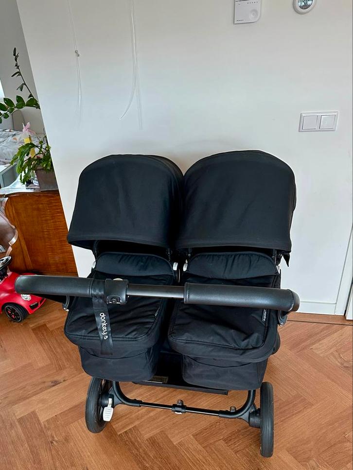 Zwarte Bugaboo Donkey 5 Twin - Duowagen, Kinderen en Baby's, Kinderwagens en Combinaties, Zo goed als nieuw, Kinderwagen, Bugaboo
