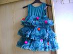 groene kerstboom jurk met balletjes en 3stroken tule 122/128, Kinderen en Baby's, Carnavalskleding en Verkleedspullen, Ophalen of Verzenden