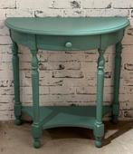 Brocante sidetable - turquoise - tafeltje - shabby chic, 25 tot 50 cm, 100 tot 150 cm, Rechthoekig, Zo goed als nieuw