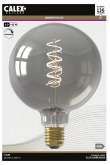 Calex LED-filament globe 125mm E27 4W titanium dimbaar beschikbaar voor biedingen