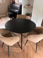 Stijlvolle ronde zwart houten eettafel, Huis en Inrichting, Tafels | Eettafels, 100 tot 150 cm, Rond, Ophalen of Verzenden, Zo goed als nieuw