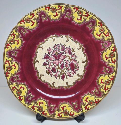 Emaux de Longwy sierbord Plaisance decor M.P. Chevallier., Antiek en Kunst, Antiek | Keramiek en Aardewerk, Ophalen of Verzenden