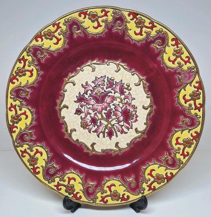 Emaux de Longwy sierbord Plaisance decor M.P. Chevallier., Antiek en Kunst, Antiek | Keramiek en Aardewerk, Ophalen of Verzenden