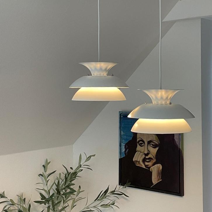 2 vintage Deens design LAMPEN Top Lamper Denmark Mid Century, Huis en Inrichting, Lampen | Hanglampen, Gebruikt, Minder dan 50 cm