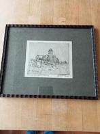 Kunst Ets van oude kerk in katwijk a. zee, Antiek en Kunst, Kunst | Schilderijen | Klassiek, Ophalen of Verzenden