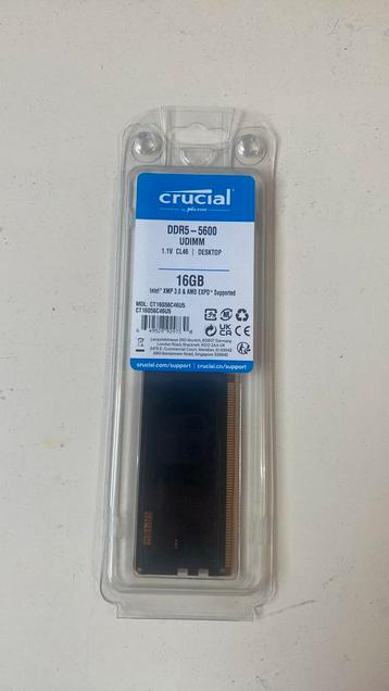 16GB RAM (1x16gb) DDR5 Crucial 5600 mhz beschikbaar voor biedingen
