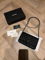 Nieuw zwart leer Chanel Wallet on a Chain caviar met zilver, Sieraden, Tassen en Uiterlijk, Portemonnees, Nieuw, Ophalen of Verzenden